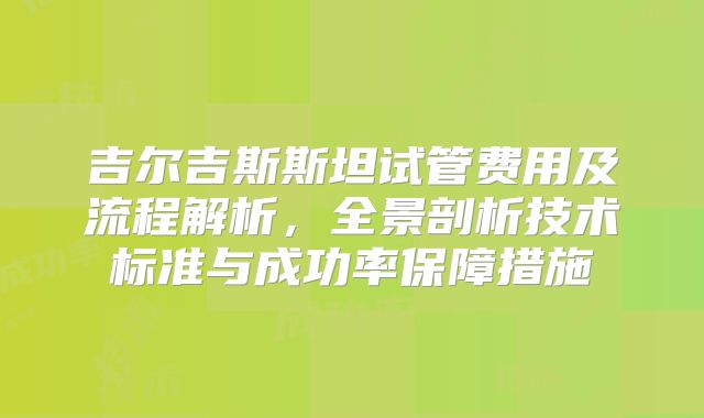吉尔吉斯斯坦试管费用及流程解析，全景剖析技术标准与成功率保障措施