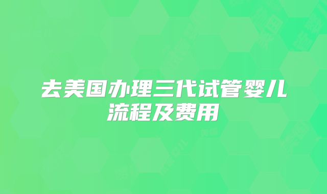 去美国办理三代试管婴儿流程及费用