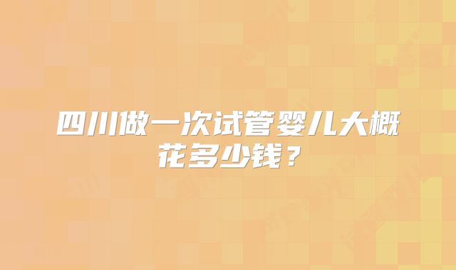 四川做一次试管婴儿大概花多少钱？