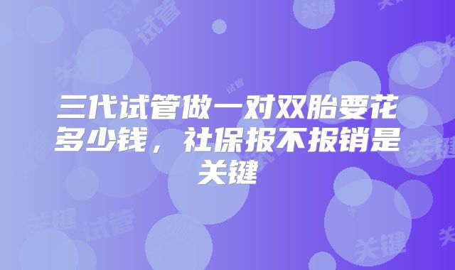 三代试管做一对双胎要花多少钱，社保报不报销是关键