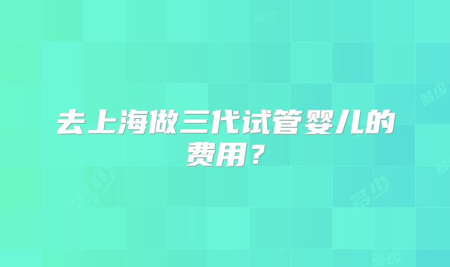 去上海做三代试管婴儿的费用？