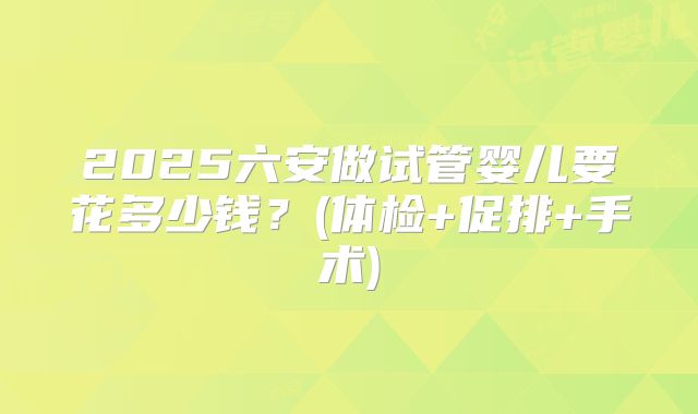 2025六安做试管婴儿要花多少钱？(体检+促排+手术)