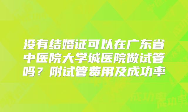 没有结婚证可以在广东省中医院大学城医院做试管吗？附试管费用及成功率