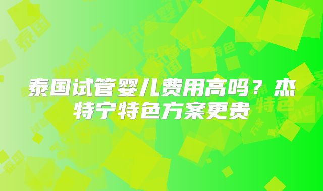 泰国试管婴儿费用高吗？杰特宁特色方案更贵