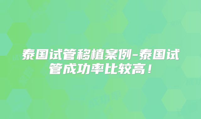 泰国试管移植案例-泰国试管成功率比较高！