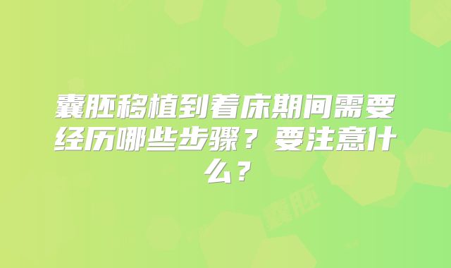 囊胚移植到着床期间需要经历哪些步骤？要注意什么？
