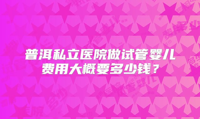 普洱私立医院做试管婴儿费用大概要多少钱？