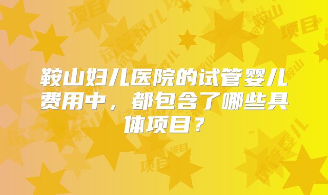 鞍山妇儿医院的试管婴儿费用中,都包含了哪些具体项目?