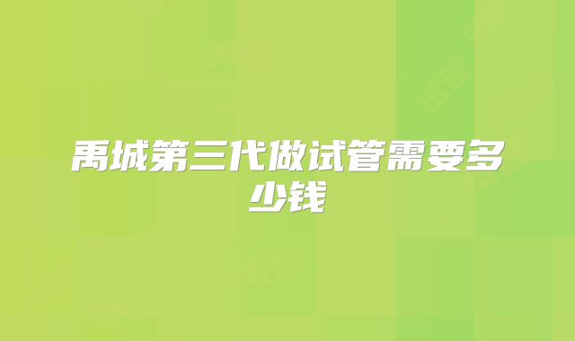 禹城第三代做试管需要多少钱