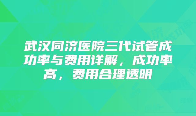 武汉同济医院三代试管成功率与费用详解，成功率高，费用合理透明