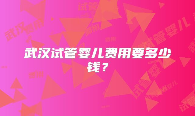 武汉试管婴儿费用要多少钱?