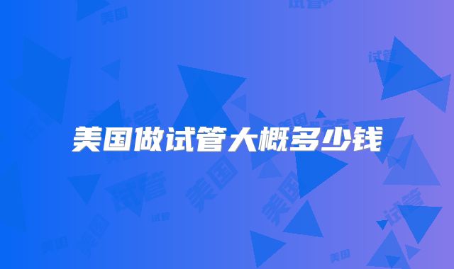 美国做试管大概多少钱
