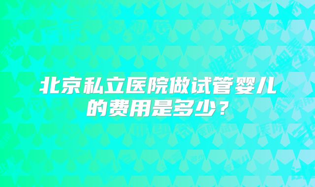 北京私立医院做试管婴儿的费用是多少?
