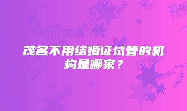 茂名不用结婚证试管的机构是哪家？