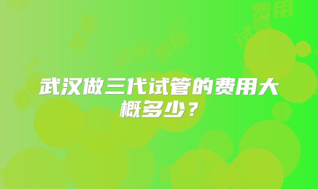 武汉做三代试管的费用大概多少？