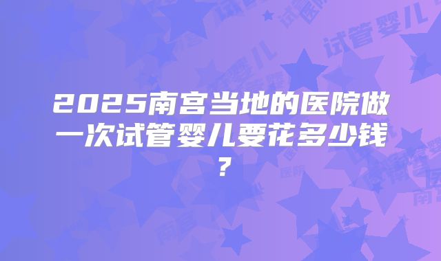 2025南宫当地的医院做一次试管婴儿要花多少钱？