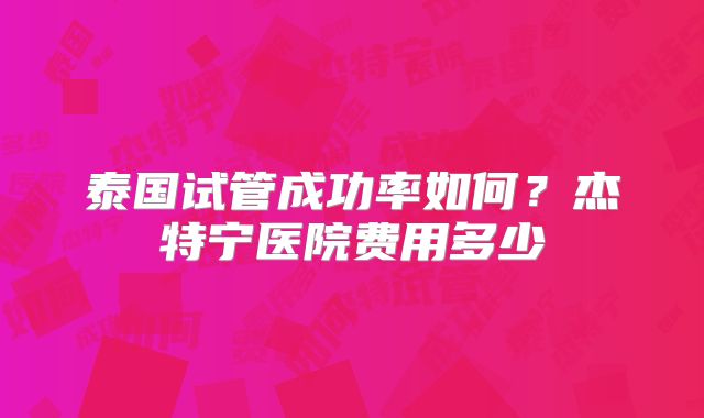 泰国试管成功率如何？杰特宁医院费用多少