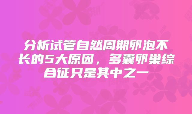 分析试管自然周期卵泡不长的5大原因，多囊卵巢综合征只是其中之一
