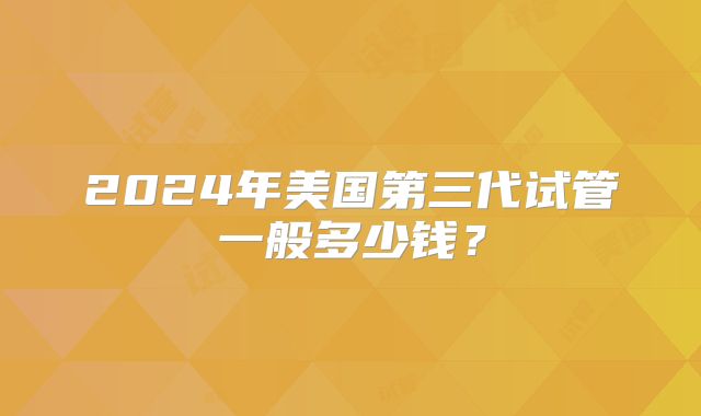 2024年美国第三代试管一般多少钱？