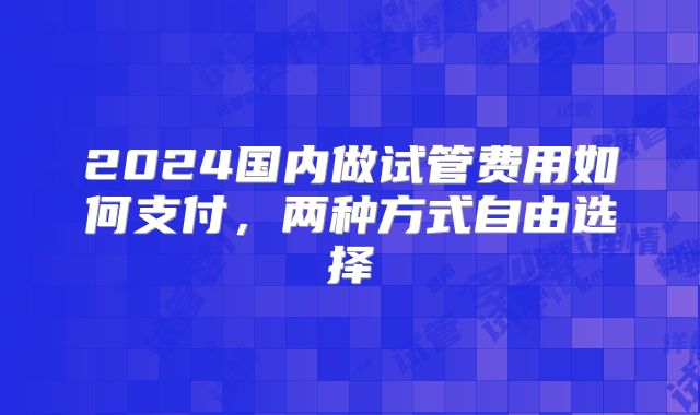 2024国内做试管费用如何支付,两种方式自由选择
