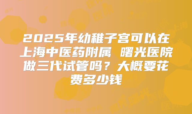 2025年幼稚子宫可以在上海中医药附属 曙光医院做三代试管吗?大概要花费多少钱