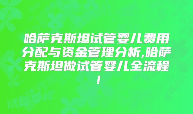 哈萨克斯坦试管婴儿费用分配与资金管理分析,哈萨克斯坦做试管婴儿全流程！