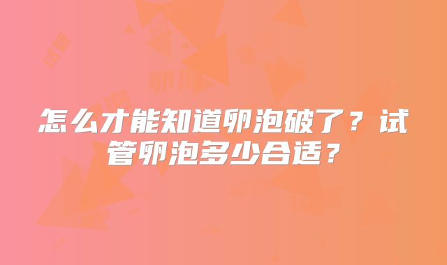 怎么才能知道卵泡破了?试管卵泡多少合适?