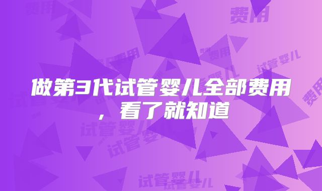 做第3代试管婴儿全部费用,看了就知道
