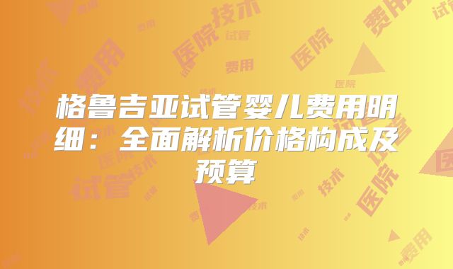 格鲁吉亚试管婴儿费用明细：全面解析价格构成及预算