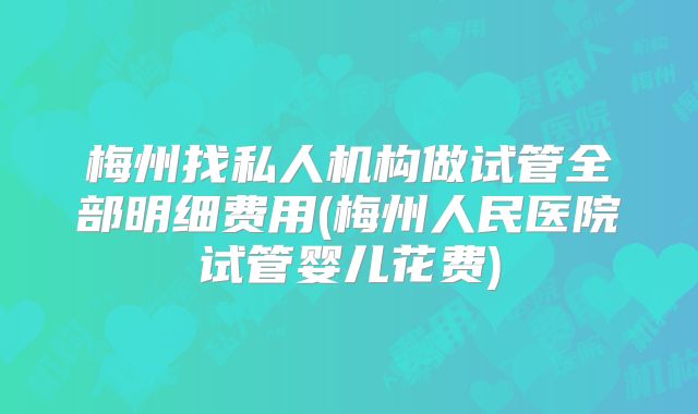 梅州找私人机构做试管全部明细费用(梅州人民医院试管婴儿花费)