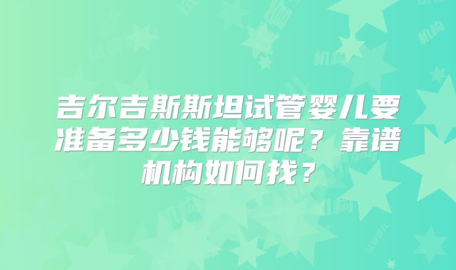 吉尔吉斯斯坦试管婴儿要准备多少钱能够呢？靠谱机构如何找？