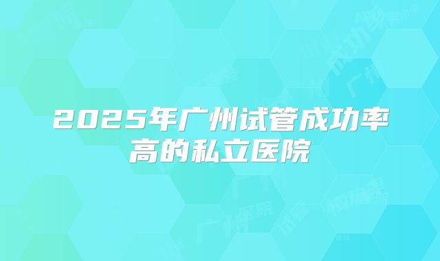 2025年广州试管成功率高的私立医院