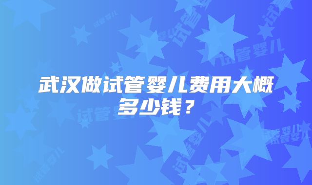 武汉做试管婴儿费用大概多少钱？