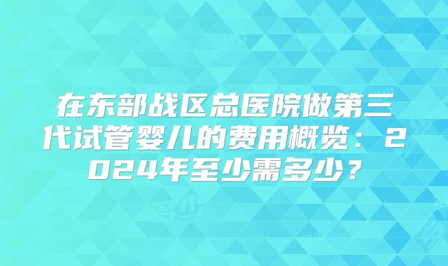 在东部战区总医院做第三代试管婴儿的费用概览:2024年至少需多少?