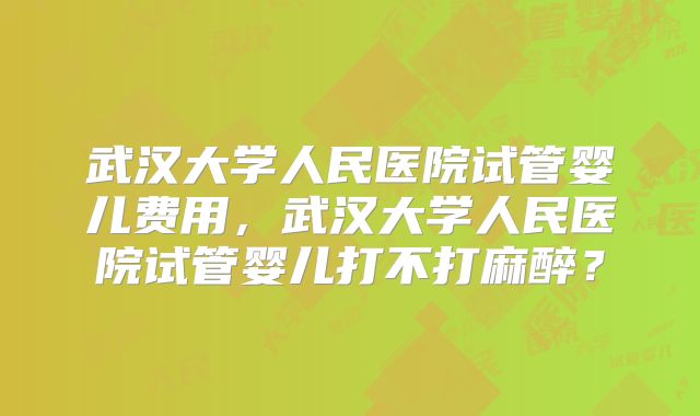 武汉大学人民医院试管婴儿费用，武汉大学人民医院试管婴儿打不打麻醉？