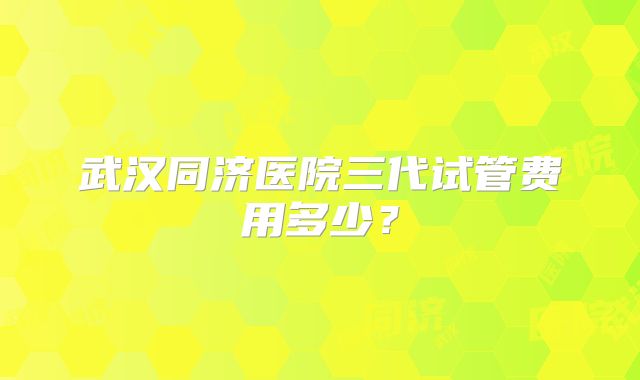 武汉同济医院三代试管费用多少？