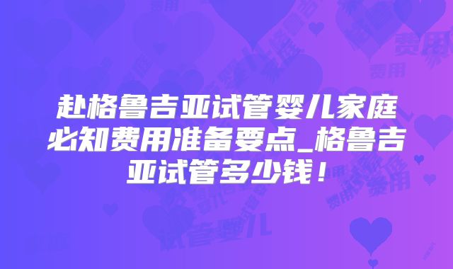 赴格鲁吉亚试管婴儿家庭必知费用准备要点_格鲁吉亚试管多少钱！