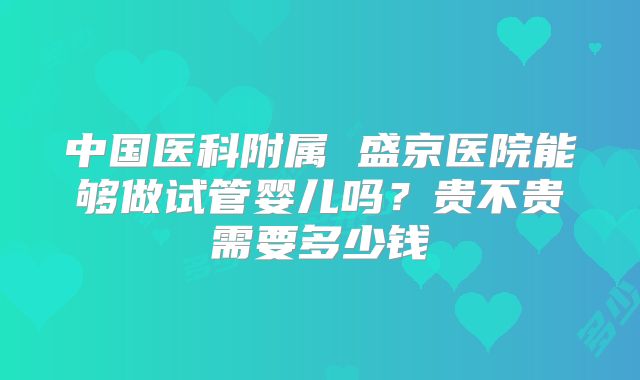 中国医科附属 盛京医院能够做试管婴儿吗？贵不贵需要多少钱