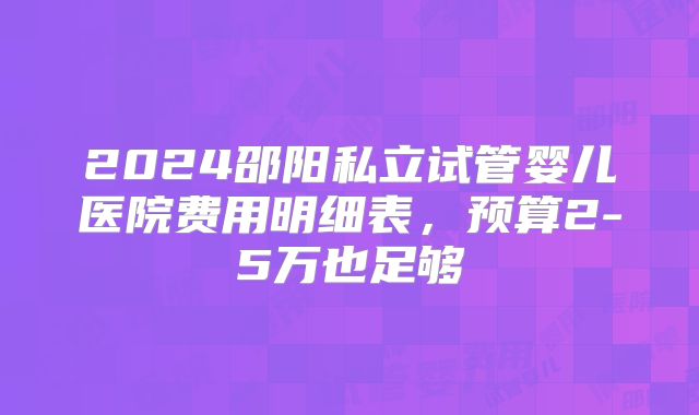2024邵阳私立试管婴儿医院费用明细表，预算2-5万也足够
