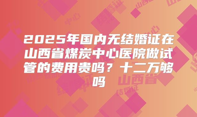 2025年国内无结婚证在山西省煤炭中心医院做试管的费用贵吗?十二万够吗