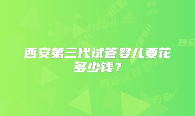 西安第三代试管婴儿要花多少钱?