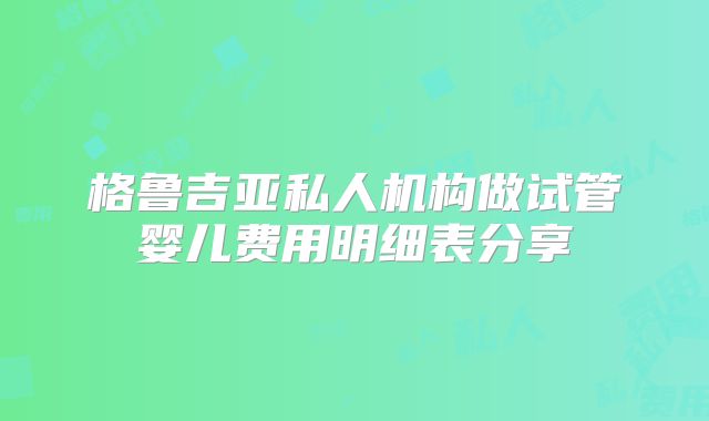 格鲁吉亚私人机构做试管婴儿费用明细表分享