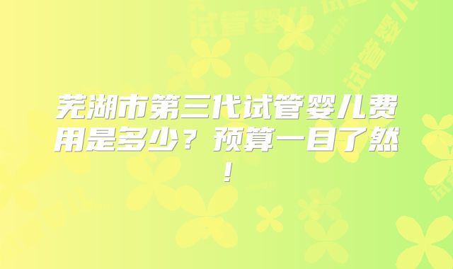 芜湖市第三代试管婴儿费用是多少?预算一目了然!
