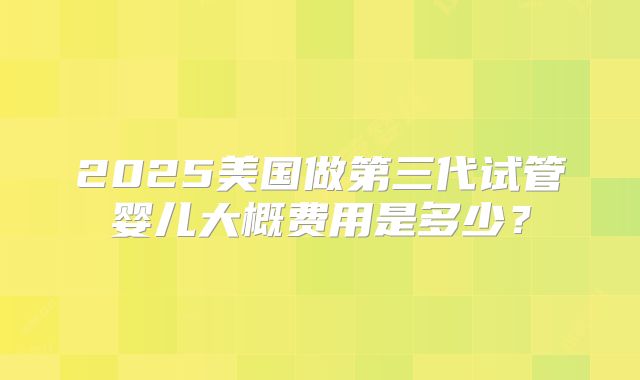 2025美国做第三代试管婴儿大概费用是多少？