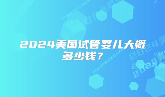 2024美国试管婴儿大概多少钱？