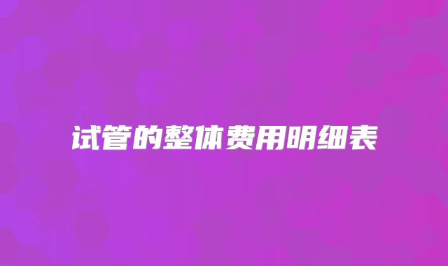 试管的整体费用明细表