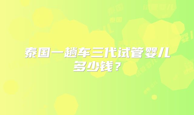 泰国一趟车三代试管婴儿多少钱?