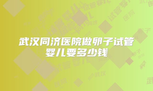 武汉同济医院做卵子试管婴儿要多少钱