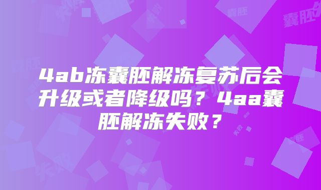 4ab冻囊胚解冻复苏后会升级或者降级吗？4aa囊胚解冻失败？