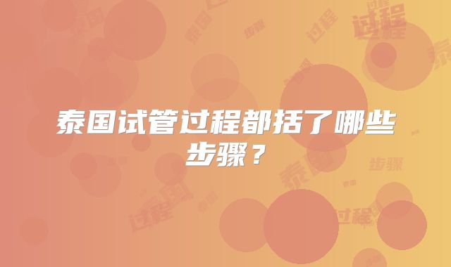 泰国试管过程都括了哪些步骤？